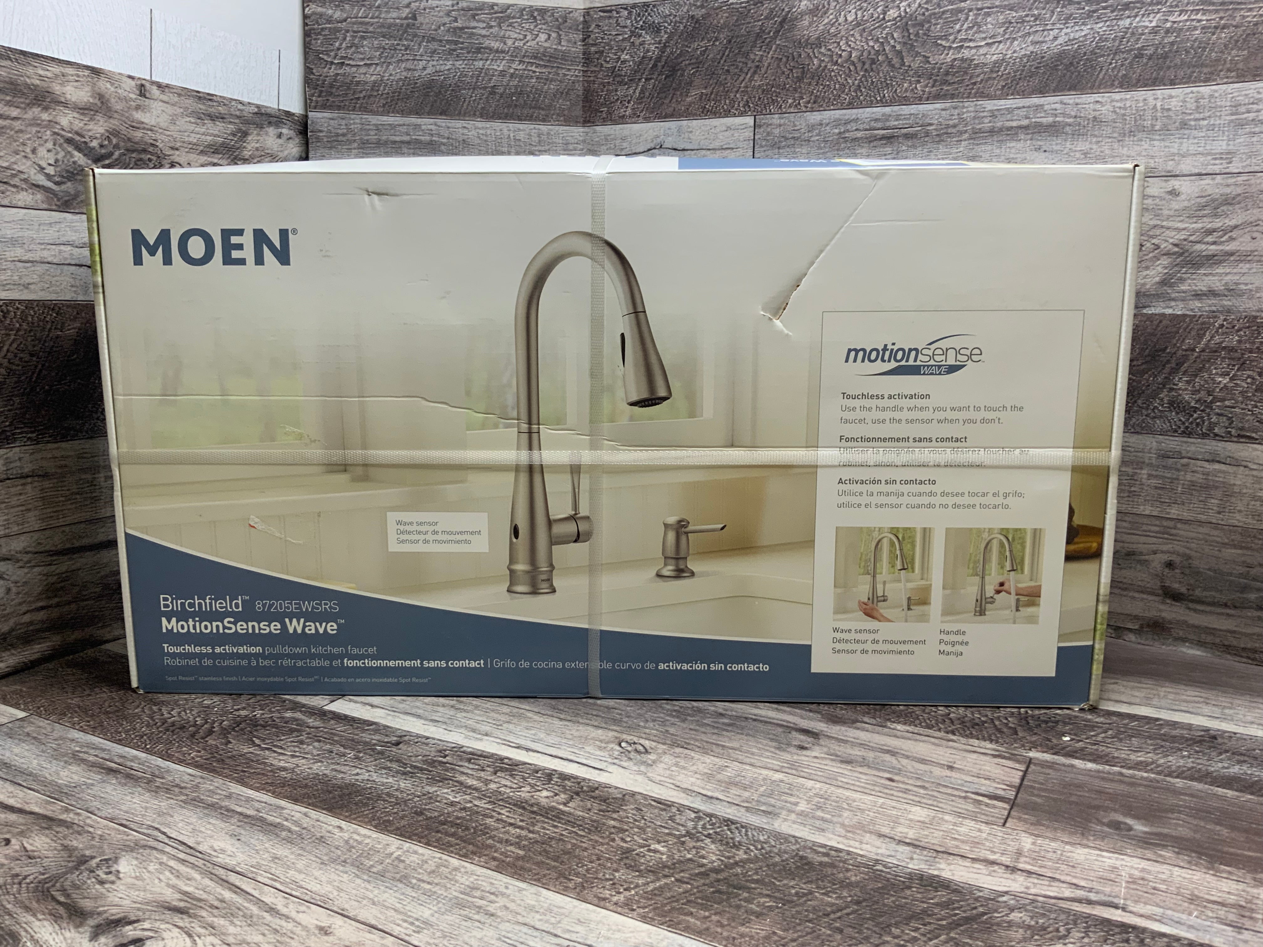 Moen Birchfield Single-Handle Pull-Down Sprayer Kitchen Faucet (87205EWSRS) (8106975559918)